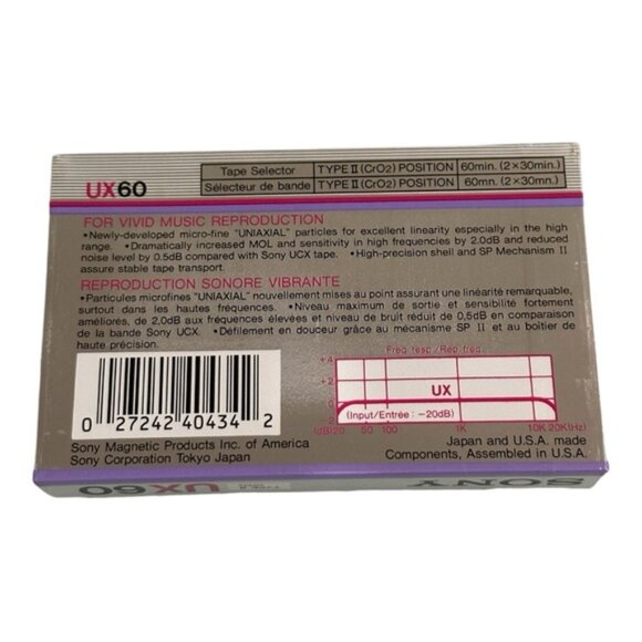 Sony UX 60 Type II Cassette Tapes Lot Of 2 - Picture 3 of 6